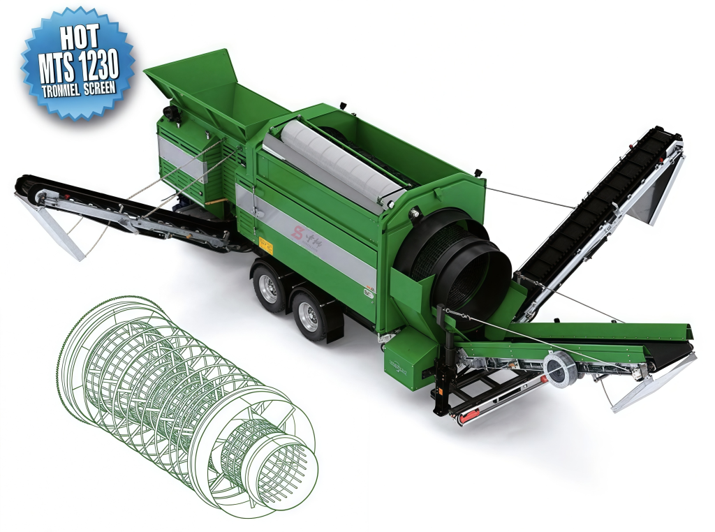 mobile trommel screen for compost screening